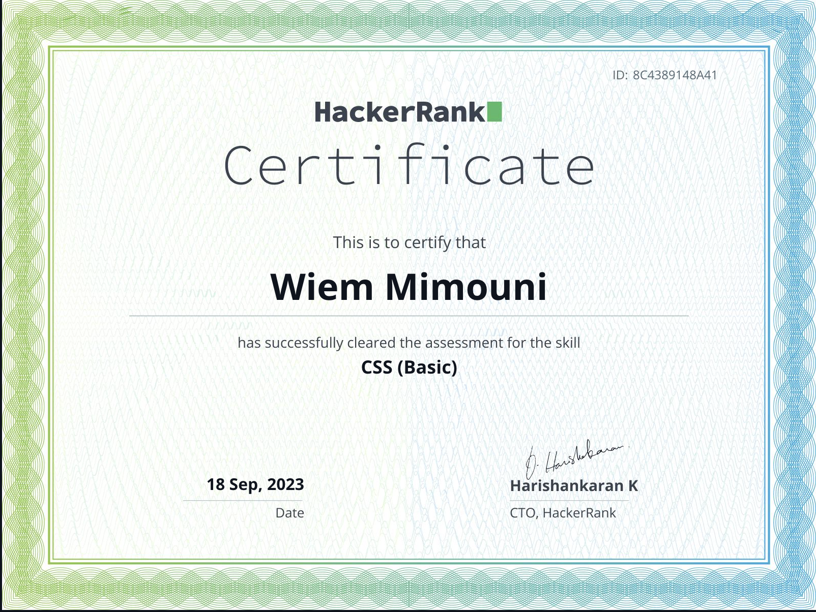 development certificate