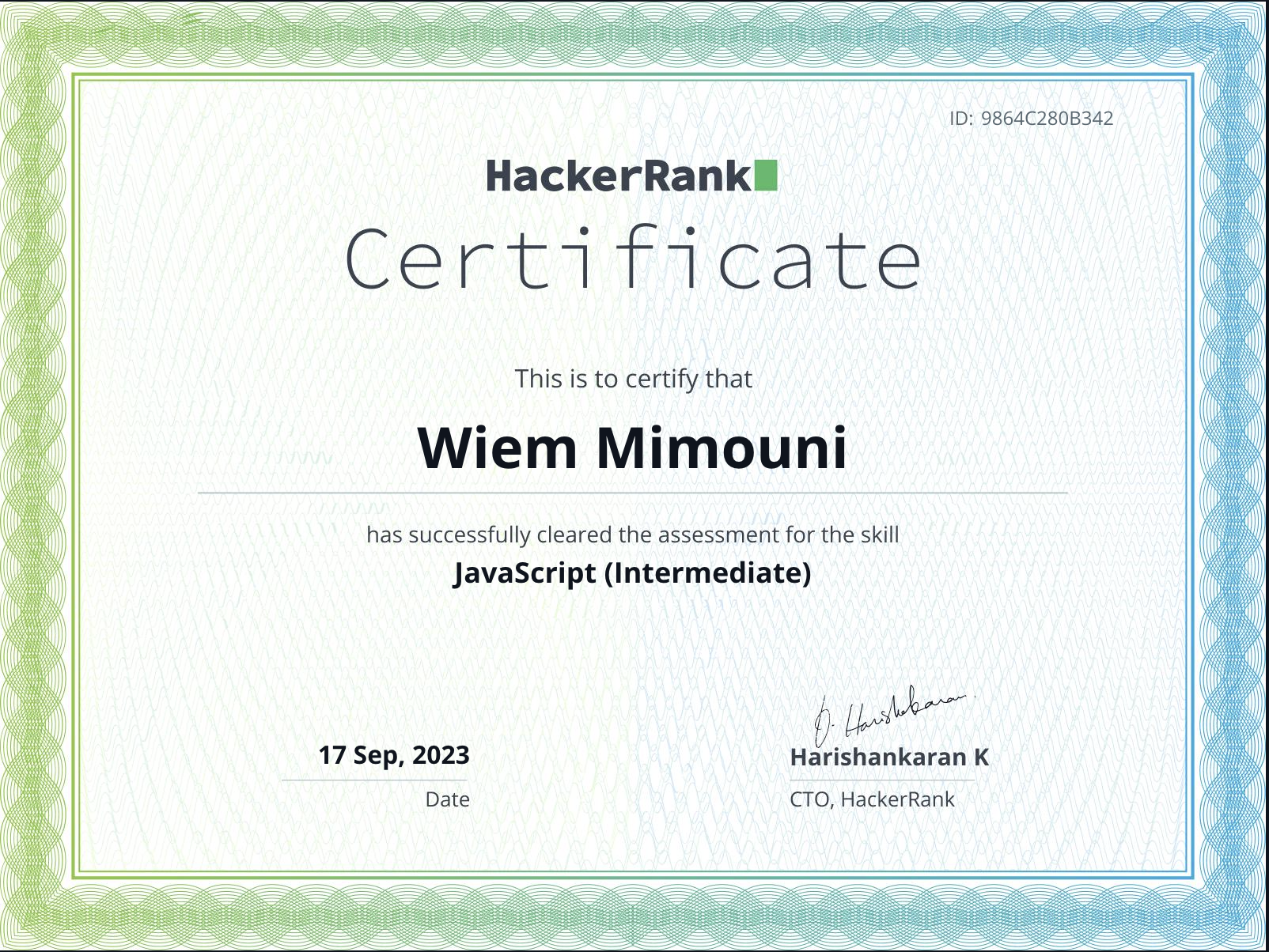 development certificate