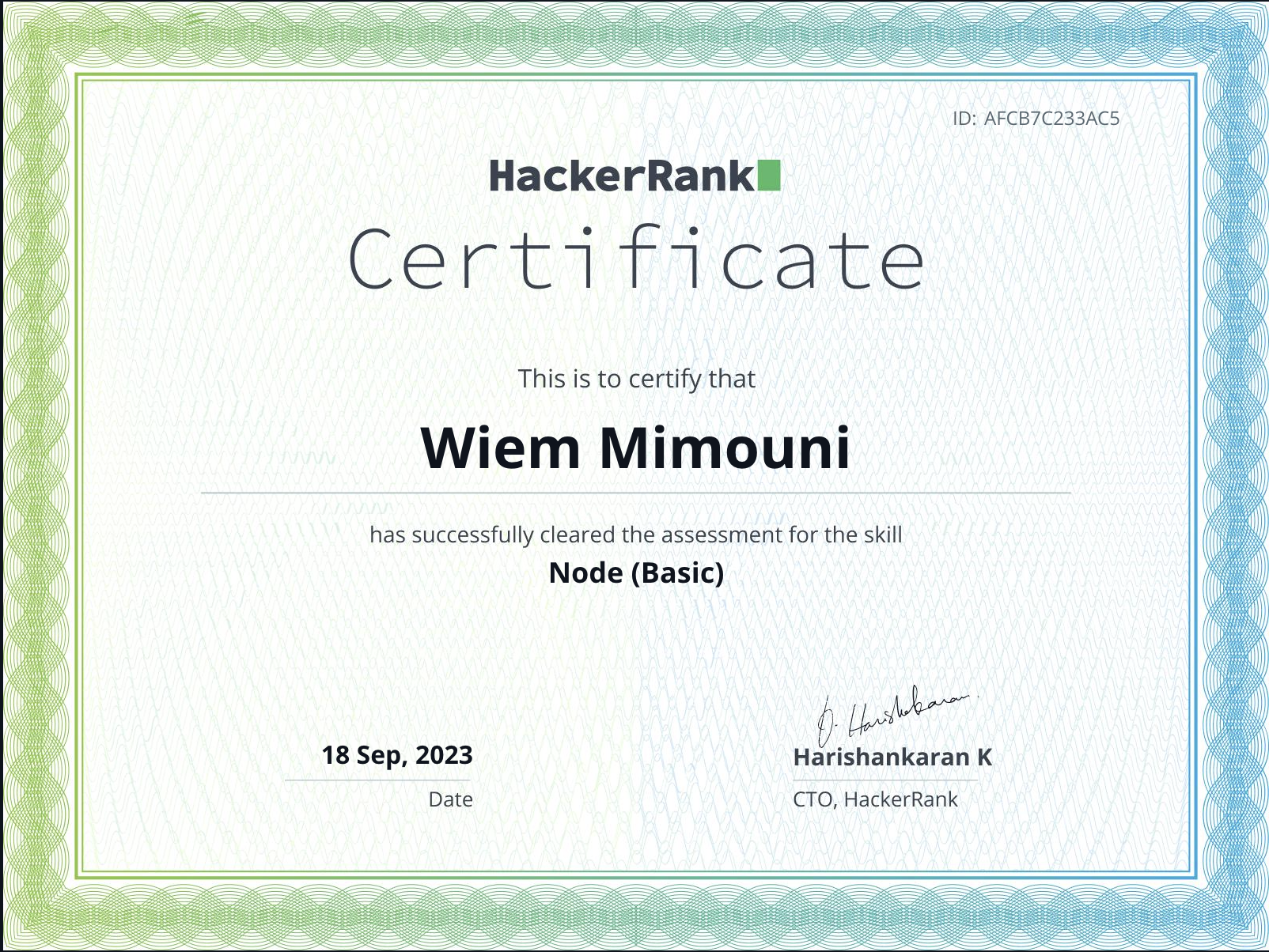 development certificate