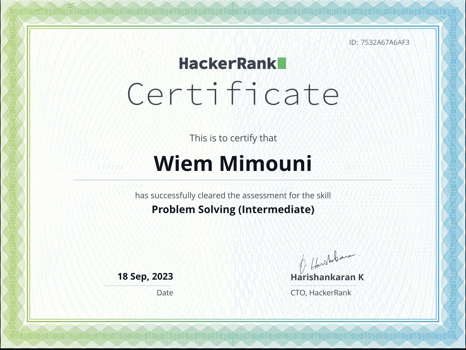 development certificate word
