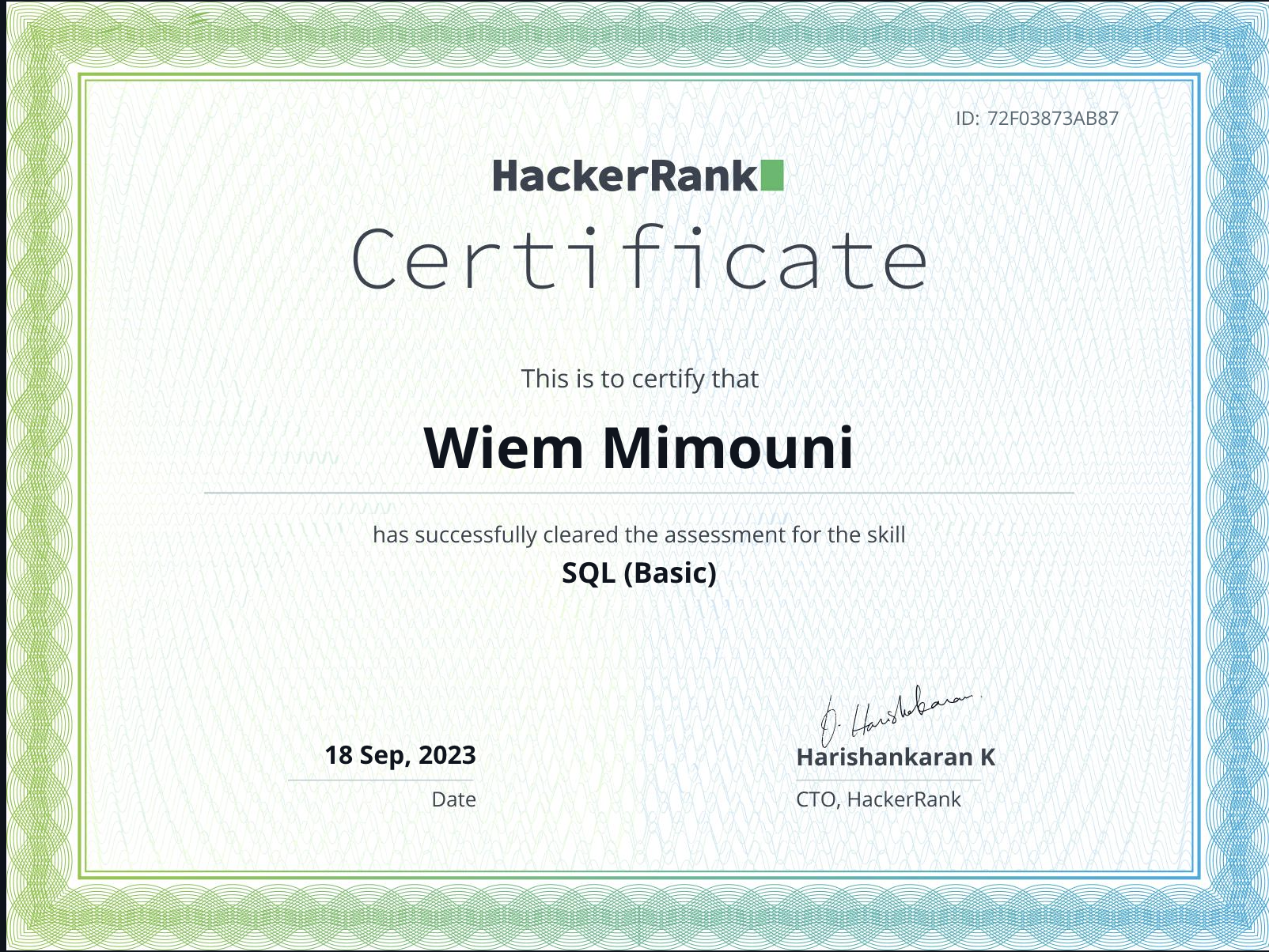 development certificate