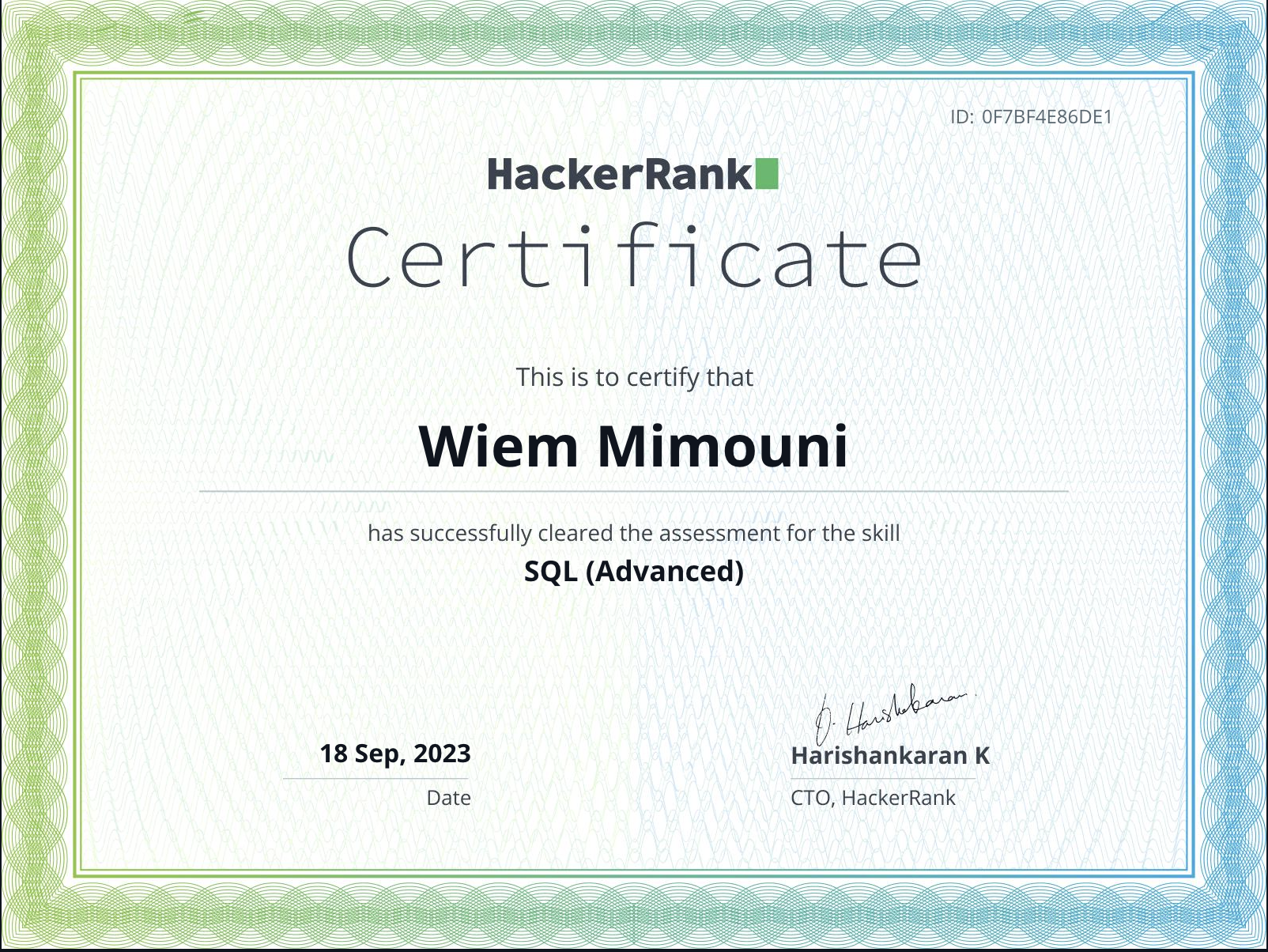 development certificate