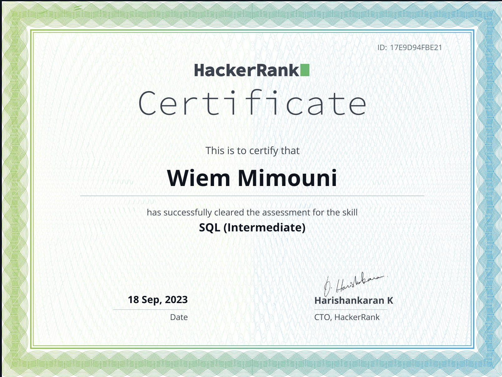 development certificate